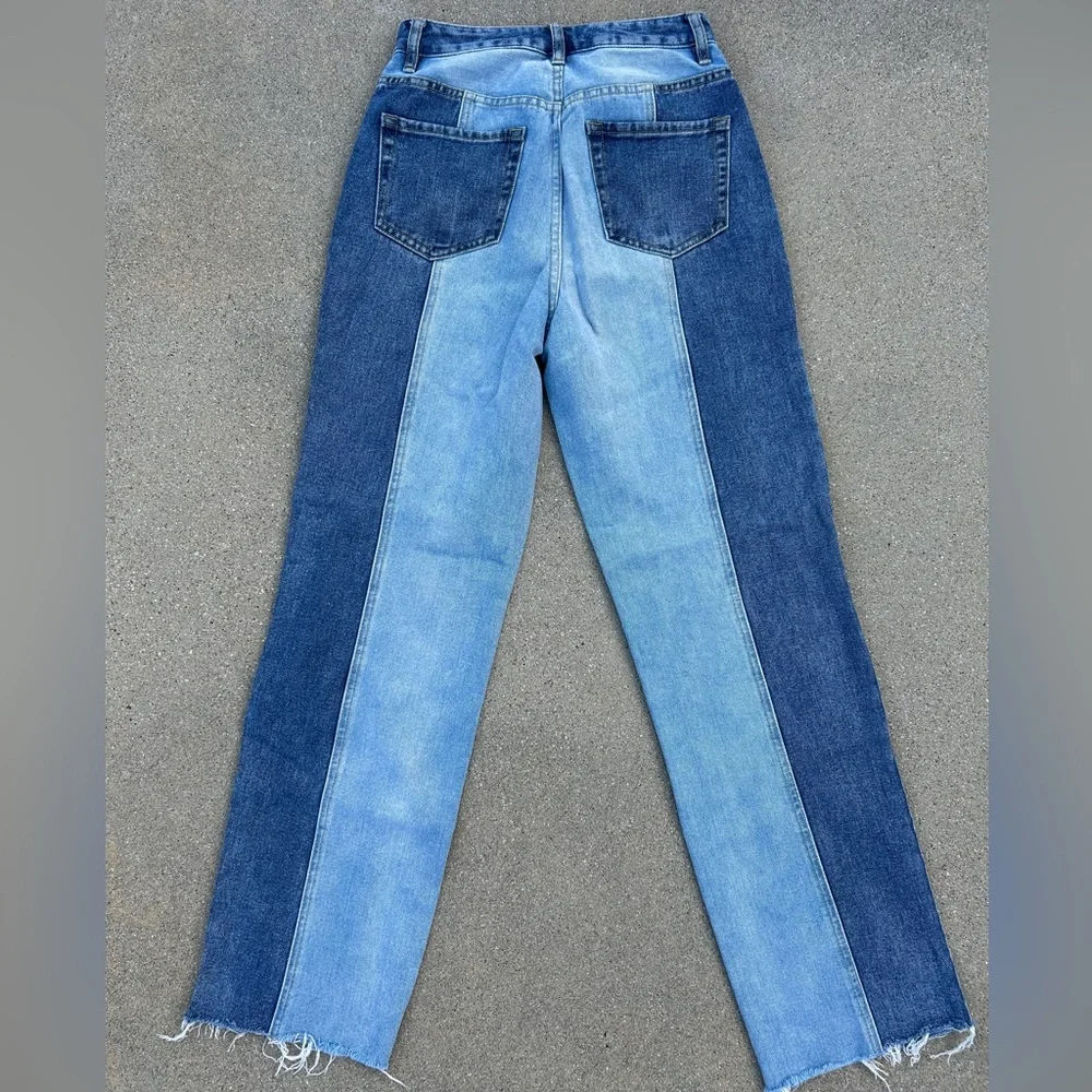 Pacsun 90's Boyfiend Two Tone High Rise 5 Pocket Long Leg Denim Blue Jeans Sz 25 - Picture 8 of 11